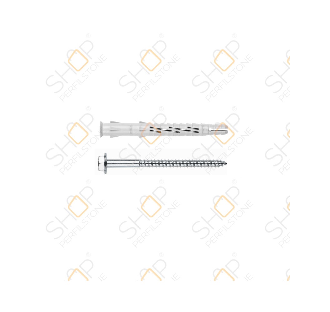 Hexagonal head and stainless steel screws with nylon plug Perfilstone